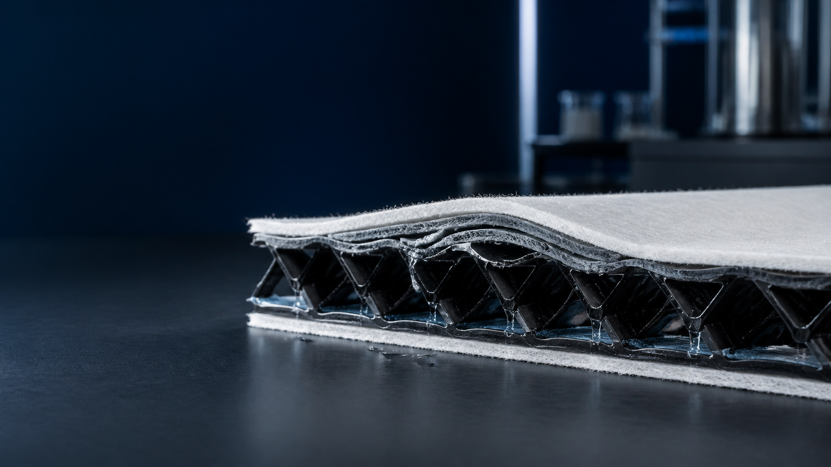 Geotextile layers laminated around an open geonet drainage core